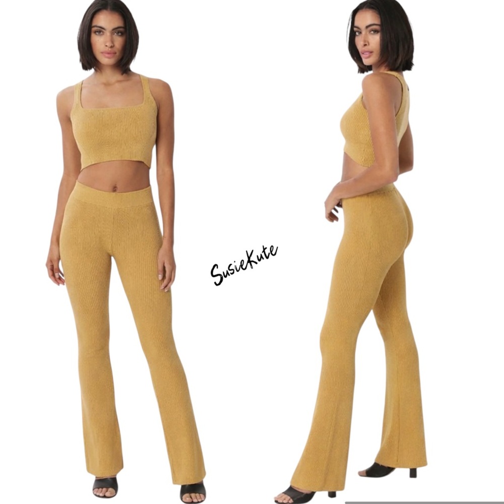 Lita by Ciara Organic Ribbed Flare Set in Iced Coffee Size Small NWOT